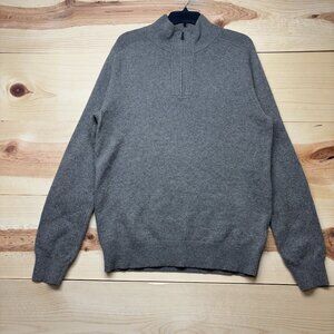 J Crew Sweater Mens Large Brown 1/4 Zip Pullover Wool Alpaca Blend Soft Slim